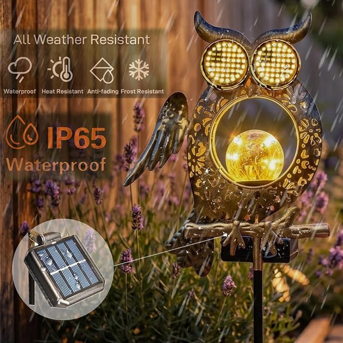 Solar Owl Light-Outdoor Waterproof Owl Solar Light with Flickering and Steady Dual Modes,LED Dynamic Eyes Solar Garden Light,Suitable for Yard,Lawn,and Pathway Landscaping,Gift for Owl Lovers