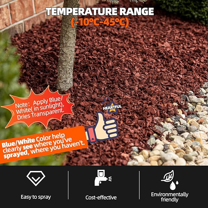 Mulch Glue with Sprayer -Ready to Use Binder for Landscaping, Fast-Dry No Dilution Landscape Glue Spray for Rocks, Binder, Mulch Lock and Pea Gravel Stabilizer 54OZ