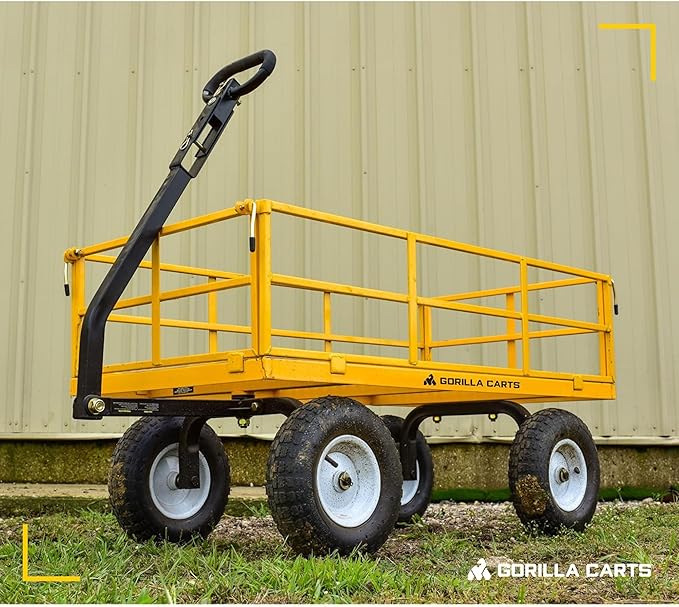 Gorilla Carts Heavy Duty, All Terrain Garden Wheelbarrow, 1200 Lb, Yellow - Gardening Equipment for Yard, Lawn, and Outdoor Use