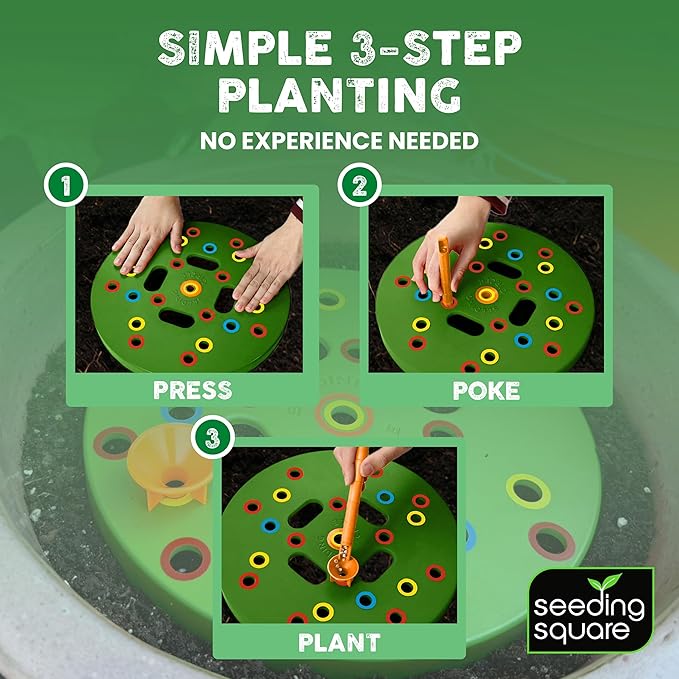 Seeding Circle – Seed Spacing Tool for Container & Bucket Gardening | Planting Template for Pots, Raised Beds & Small Garden Spaces | Evenly Space Vegetable Seeds