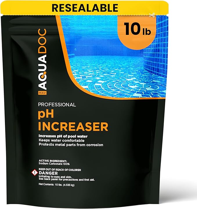 MAV AquaDoc pH Up for Swimming Pools - 10lb - pH Increaser for Pool Water - Sodium Carbonate Soda Ash for Swimming Pools - Pool Chemicals Made in The USA