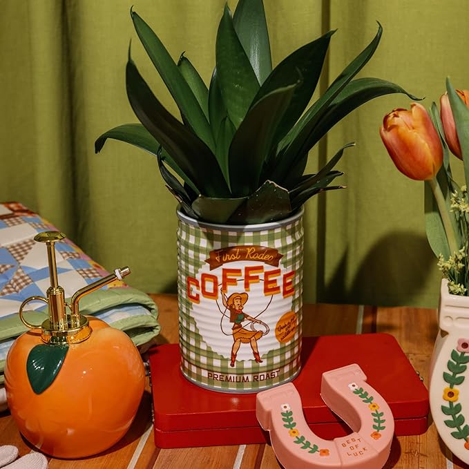 ban.do Ceramic Planter with Drainage Hole, Coffee Can | Vintage Inspired Plant Pot, Decorative Vase or Kitchen Utensil Holder, Cute Decor for Home, Kitchen, and Apartment