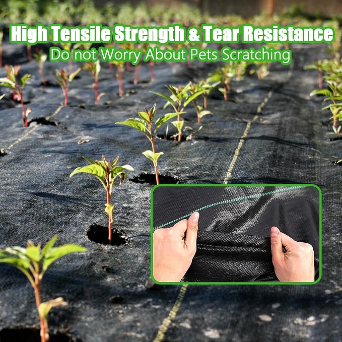 4FT x 300FT Weed Barrier Landscape Fabric Heavy Duty, Thicken Garden Fabric Weed Mats, Weed Control Garden Cloth, Woven Geotextile Fabric for Garden Beds, Underlayment, Commercial Driveway