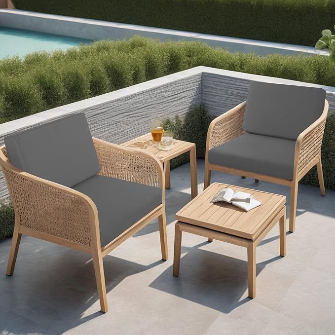 idee-home Outdoor Chair Cushions for Patio Furniture, Outdoor Seat Cushion | Waterproof Hampton Bay Deep Seat Replacement Couch Chair Cushions for Garden Backyard Grey 28.5 x 28.5