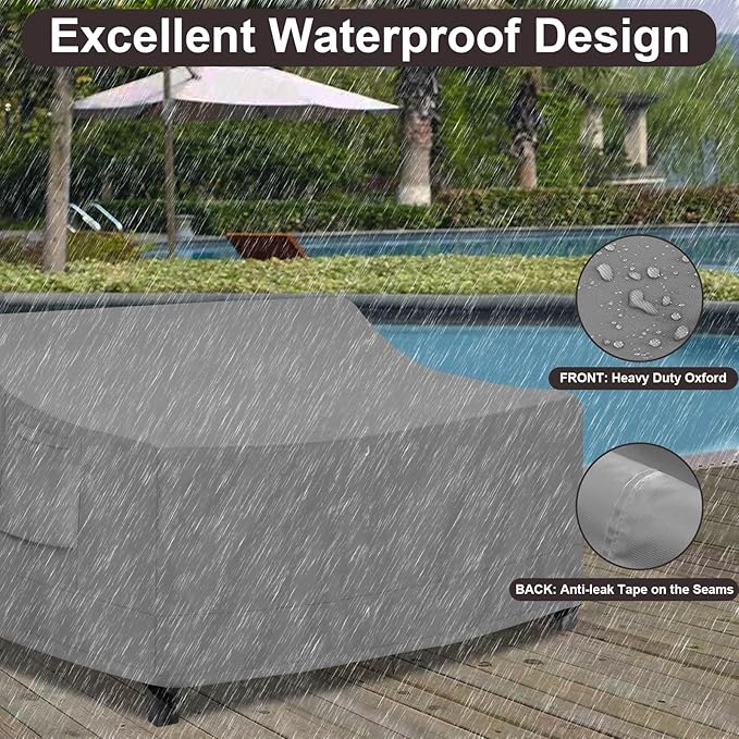 PureFit Outdoor Couch Cover Waterproof Patio Sofa Furniture Covers, 2-Seater Outdoor Loveseat Cover with Air Vent and Handles, 60W x 35D x 35H Inches, Gray