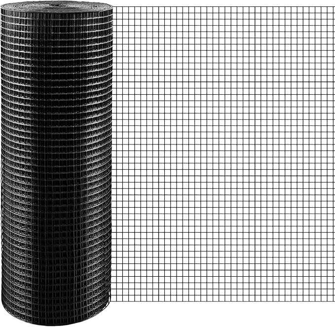 Black Hardware Cloth 1/2 inch 16inx50ft 19 Gauge Galvanized After Welding Chicken Wire Fencing Roll Welded Metal Wire Mesh Roll for Garden Fence and Home Project