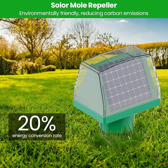 Mole Repellent Screw Solar Powered Gopher Deterrent Stake for Outdoor Lawns with Electic Vibration, Repels Snake Vole Groundhog Armadillo from Yard and Garden (4 Pack)