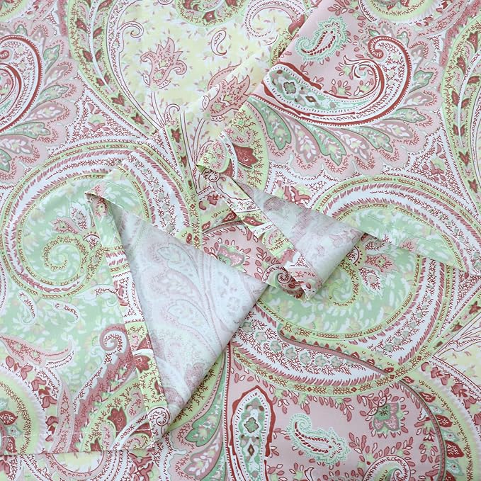 FADFAY 4 Piece Pink Paisley Bed Sheet Set Luxury Bedding Sets Designer Bedding Collections 800 Thread Count 100% Egyptian Cotton Deep Pocket-California King Size