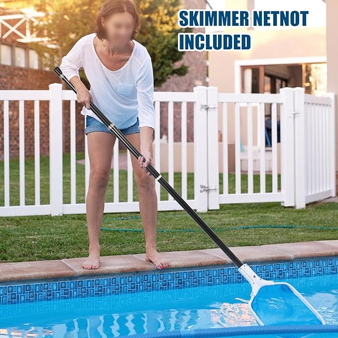 Carbon fiber pool pole, 4-section telescopic 12 foot, lightweight and easy to grip adjustable cleaning pole, used for pool cleaning, connected to fishing net, rake, brush, vacuum head cleaning (12FT)