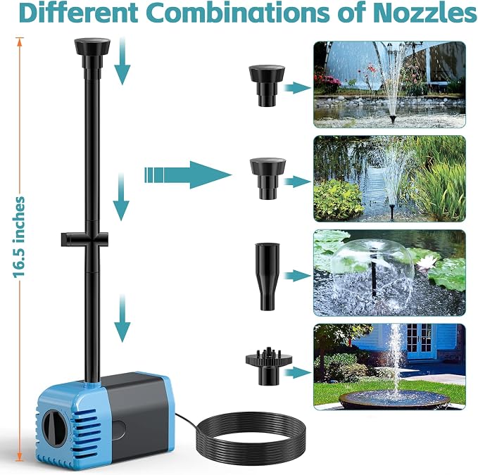 POPOSOAP Solar Fountain Pump 12W, Solar Water Fountain Pump with 160GPH Submersible Pump Adjustable Flow for Outdoor Fountain, Pond, Fish Tank, Garden, Pool, Water Features