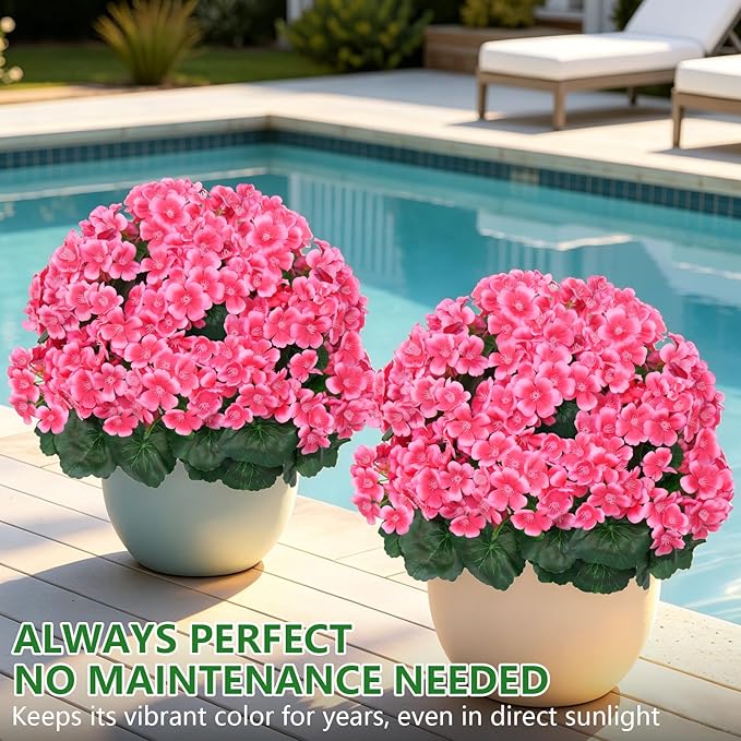 Grooy Artificial Plants Flowers Topiary Ball for Outdoor, 2 Pack Fake Silk Crabapple Flower Plant Bushes, UV Resistant Realistic Plants Shurbs for Outside,Front Porch,Patio,Yard(Pink)