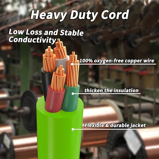 PlugSaf 15FT 30 Amp Generator Extension Cord 4 Prong, NEMA L14-30P/L14-30R 10 Gauge STW 125/250V Twist Lock Generator Cord Heavy Duty, Green ETL Listed