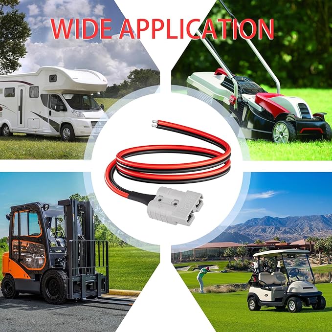 ELFCULB 10AWG 2FT Anderson Connector 50 Amp Cable,Anderson SB50 Plug Battery Quick Connector Cable for Solar and Wind Energy Systems Battery Power Connections