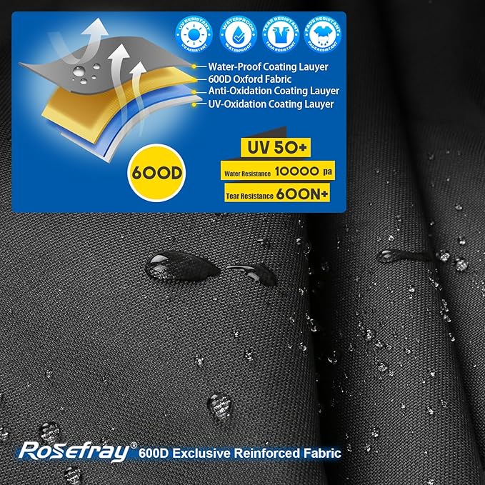 Rosefray Generator Cover-38”Lx28”Wx30”H,600D Heavy Duty Waterproof, Small Outside Equipment Cover for Champion,Predator,WEN,Ryobi,Generac,Westinghouse Portable Generator 5500-15000W-Black4XL