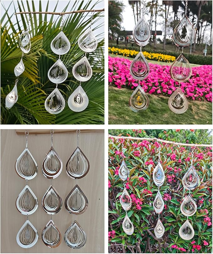 Highly Reflective 3D Bird Scare Discs -Water Droplets Wind Spinners Outdoor Deterrents to Keep Birds Away, Sparkly Bird Reflectors for Garden, Patio & House Protection Against Woodpeckers, Pigeons