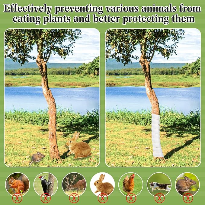 Wesiti 20 Pcs Tree Trunk Protector Plastic Spiral Trunk Tree Wrap Guard Bark Tube Protectors to Protect Bark Saplings from Deer Cats Rodents Rabbit Mowers (White)