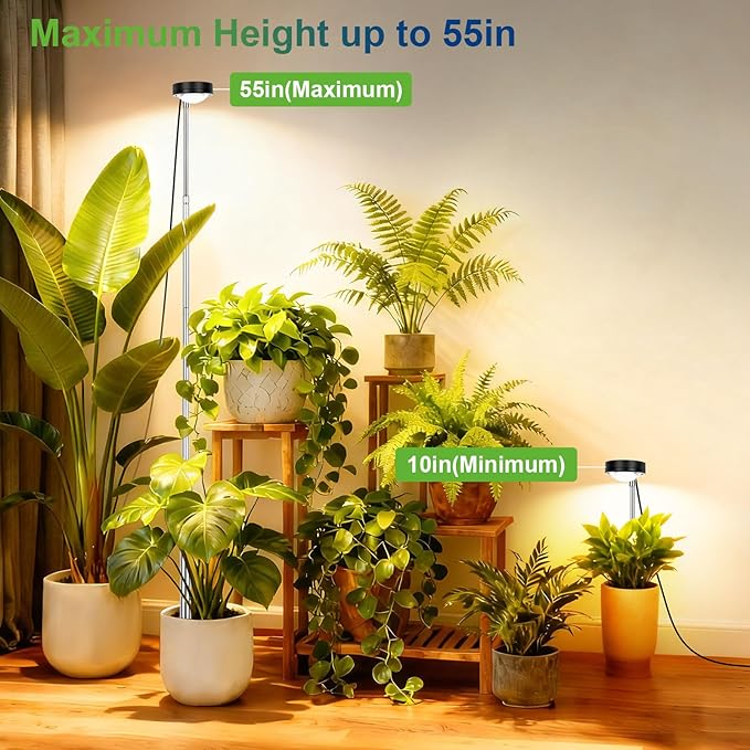 TONYFUL Plant Grow Light, 2025 New Sun-Focused Indoor Plant Lamp, LED Growing Light Full Spectrum for Indoor Plants, Height Adjustable, Low Safe Voltage,Idea for Large Plant Light