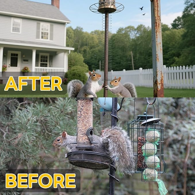 Deecam Squirrel Proof Spring Barrier Device, 2.7 Inch Metal Coil Guard for Bird Feeder Poles, Outdoor Hanging Bird Feeders and Bird House Accessories