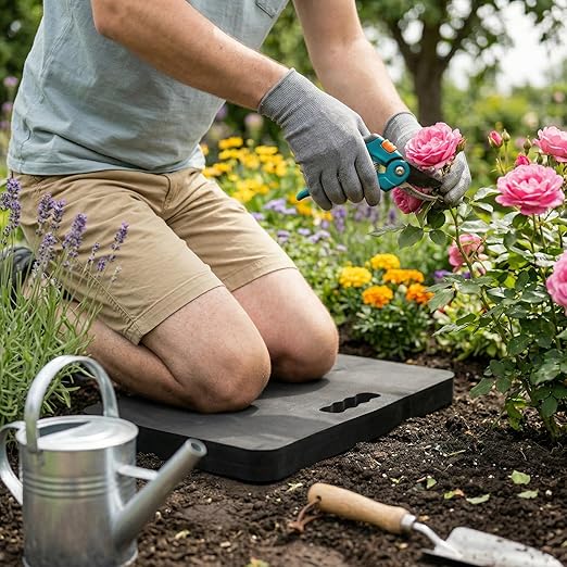 Gardzen 3 Pack Extra Thick Kneeling Pad for Gardening Work, 1.5 Inch Soft NBR Foam Knee Cushion Bathing Baby, Large Smooth Kneeler Mat Yoga Exercise, 18x11, Black