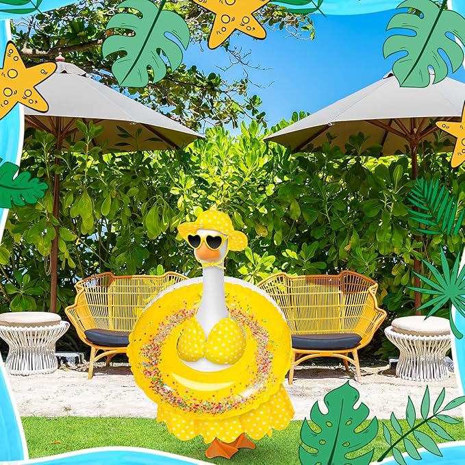 JcHrmers Bikini Goose Outfits Summer Goose Clothes with Swimsuit Floatie Hat Sunglasses