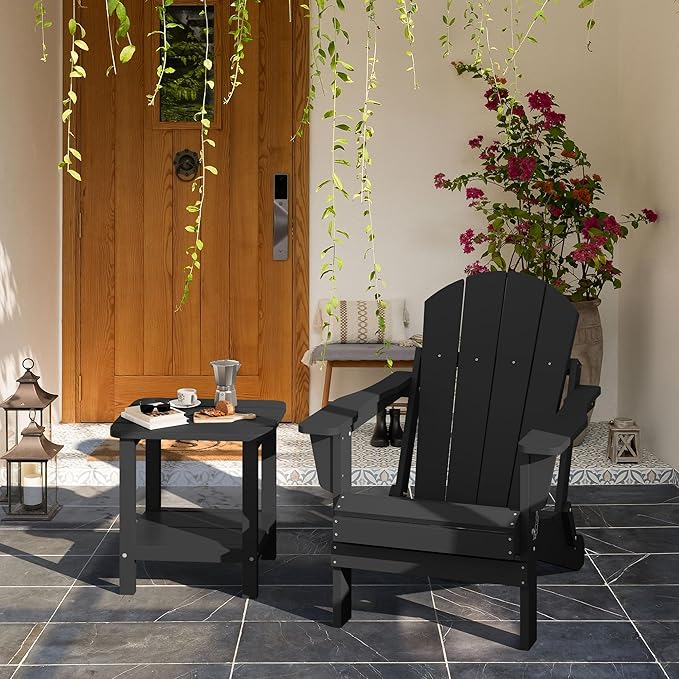 SERWALL Double Adirondack Side Set of 6, Table Rectangular End Table, Black