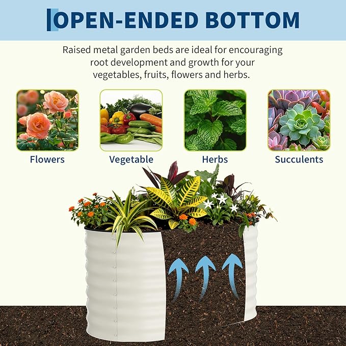 2 Pcs Raised Garden Beds Outdoor 4x2x2 ft - Galvanized Steel Planter Box for Vegetables, Flowers, Rust-Resistant Garden Box, Easy Assembly Raised Beds, Durable Planters for Outdoor Plants, Beige