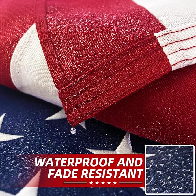 Premium American Flag 4x6 Ft TearProof Series for Outside, Heavy Duty Outdoor，Longest Lasting, Super Tough Fade Resistant Spun Polyester, High Wind US Outdoor Flags Embroidered Stars, Sewn Stripes, Brass Grommets