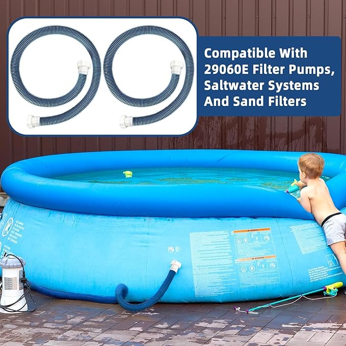 2 Pack 1 1/2 Pool Hose for Above Ground Pool 6ft Pump Replacement Hoses 1.5" EVA Heavy Duty Swimming Pool Hose for Above Ground, Filter Pumps, Saltwater Systems and Sand Filters (Blue)