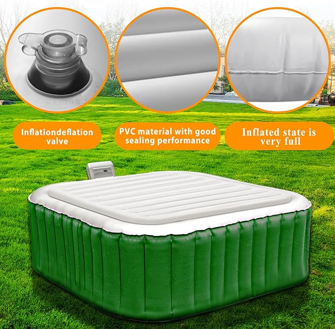 Inflatable Hot Tub Cover for Square Hot Tub Spa Cushion Support, Universal 57x57in Inflatable Cover Square Top Lid, Dustproof Rainproof Insulated Energy Saving Lid，Spa Covers for Hot Tub