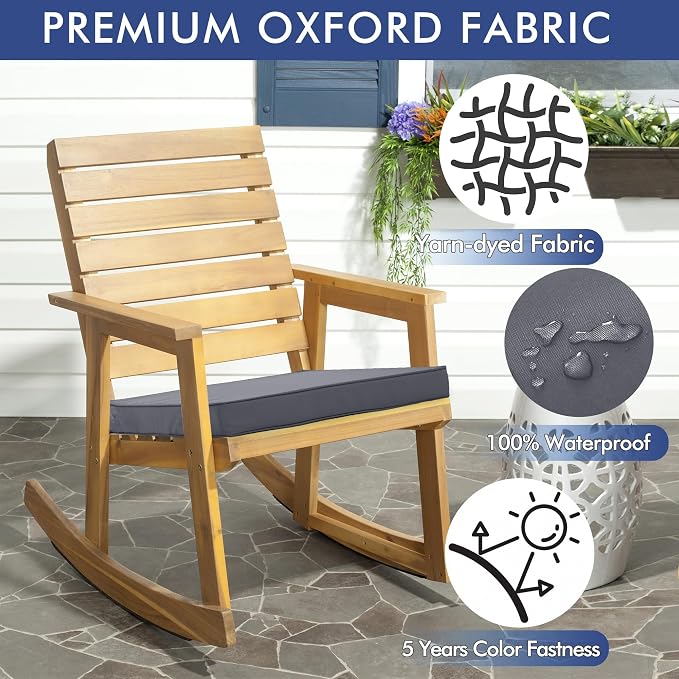 6 Pack Outdoor Chair Cushions 19 x 19 Inch Water Resistant Patio Chair Cushions with Tie 3 Year Color Fastness Thick Outdoor Seat Cushion for Garden Lawn Patio Furniture Dark Grey
