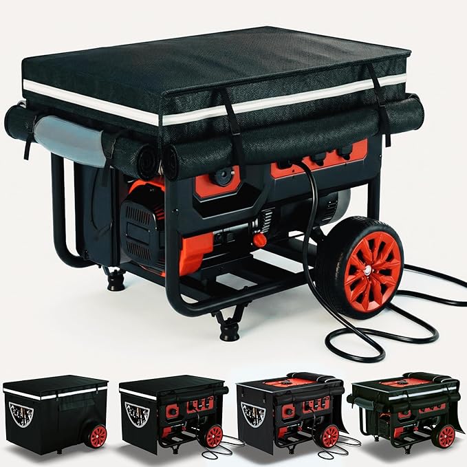 Outdoor Generator Cover While Running – Heavy Duty Waterproof Generator Tent for Portable Use, 900D+210 Double Layer Production, Universal Fit for 3000W-5000W Frame Generators, 26"x20"x20" – Black
