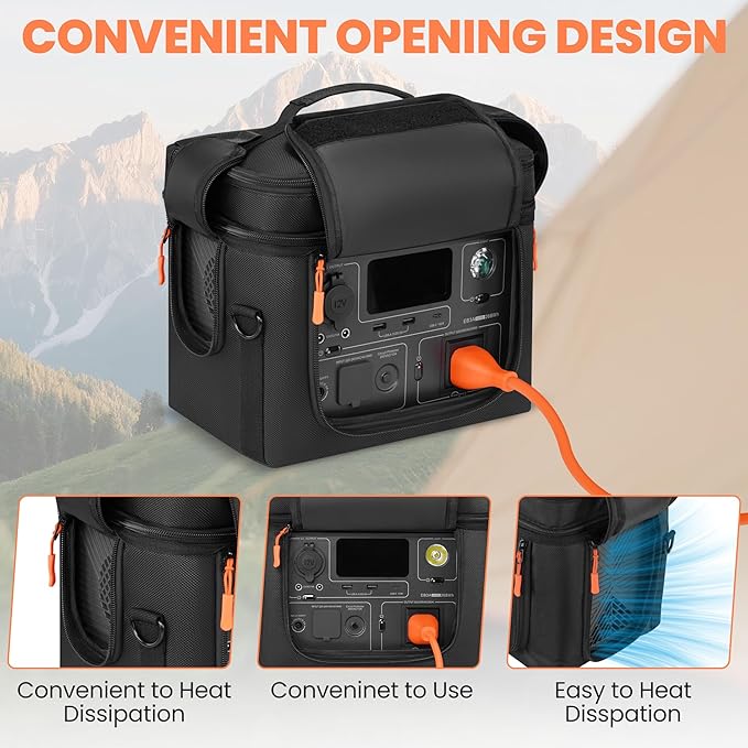 Carrying Case Compatible with BLUETTI EB3A/AC2A/AC2P/Elite 30 V2, Power Station Travel Bag Padded with Multi-pockets for Accessories, Protective Cover Storage Bag with Shoulder Strap & Handle