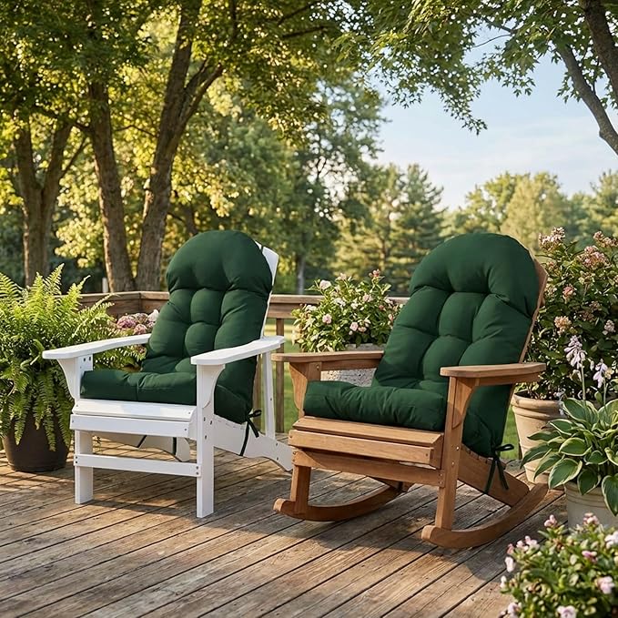 Enipate Weather Resistant Adirondack Chair Cushions High Back Indoor Outdoor Patio Tufted Lounge Cushion Seat Pads
