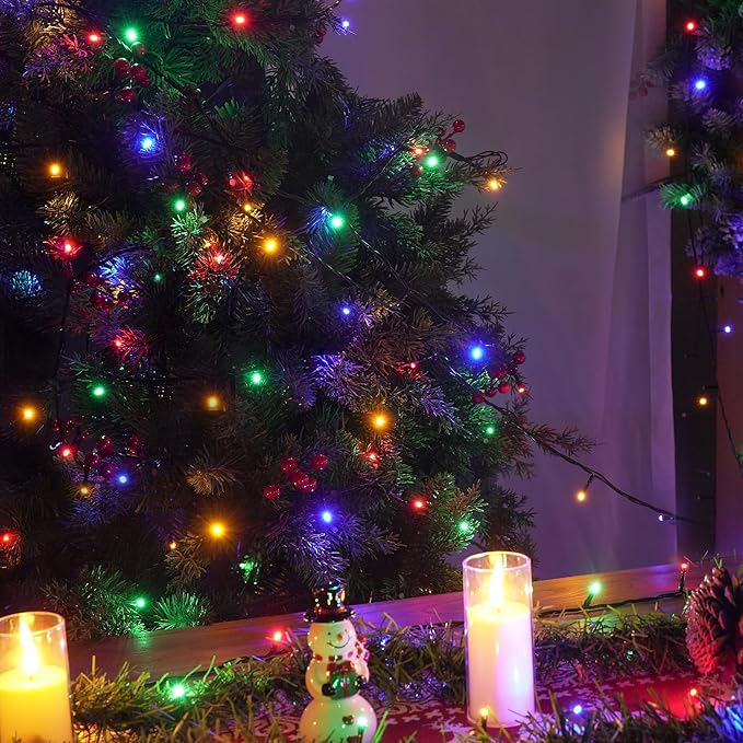 Christmas String Lights Outdoor, 196 FT 600 LED String Lights with 8 Lighting Modes Timer, Waterproof Christmas Decorations for Party Yard Garden Tree Wedding Holiday, Multi-Colored