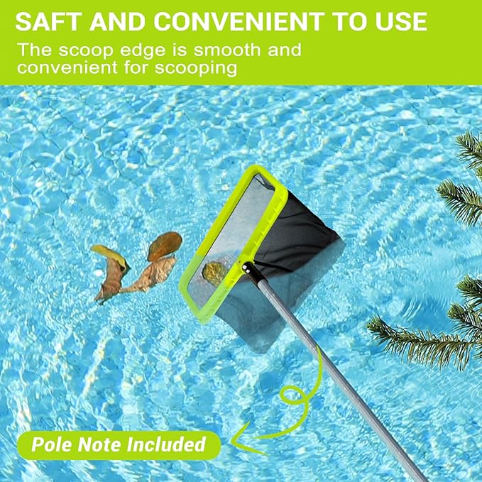Tavaleu Pool Skimmer Net Without Pole, Swimming Pool Leaf Skimmer Net for Cleaning, Larger Capacity Pool Nets with Reinforced Frame, Durable Deep Rake Net Easy Scoop Edge, Debris Pickup Removal