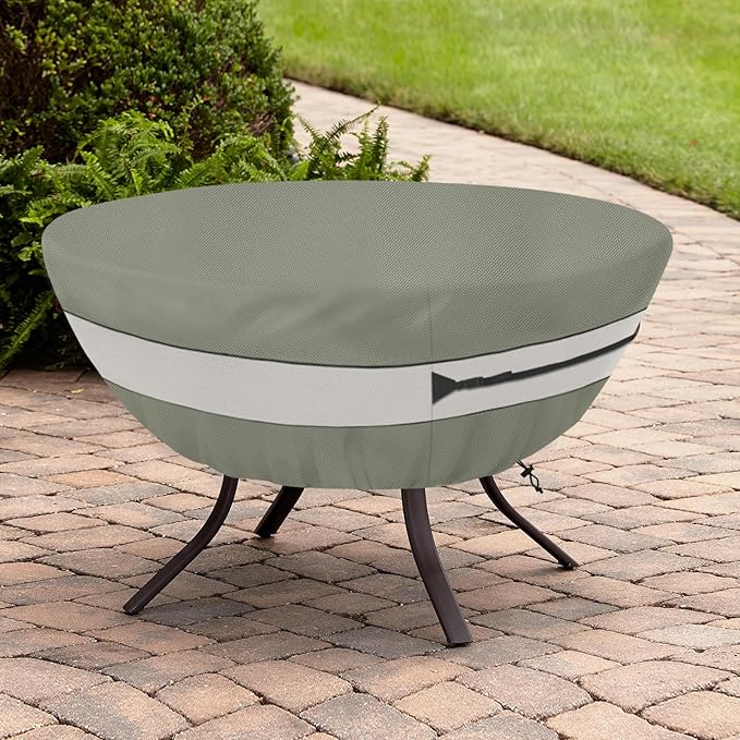 Round Patio Table Cover,Suitable for 48 Inch Diameter Patio Round Table,Waterproof Heavy Duty Round Outdoor Coffee Table Cover Grey Green