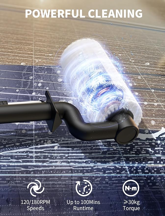 Electric Solar Panel Cleaning Kit, 20FT Solar Panel Cleaning Brush and Pole with Soap Dispenser, Telescopic Water Fed Pole, Solar Panel Cleaner Solution for Windows, Roof, RV