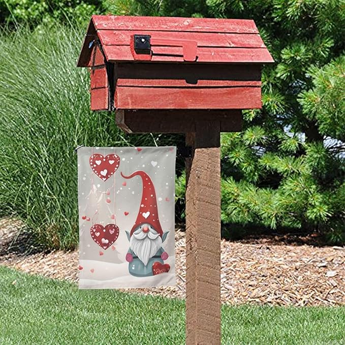 Delerain Christmas Gnome Tomte Garden Flag, 12.5 x 18 Inch Double Sided Design Weather Resistant Indoor & Outdoor Decoration Small Banner for Home Yard Lawn Patio Office