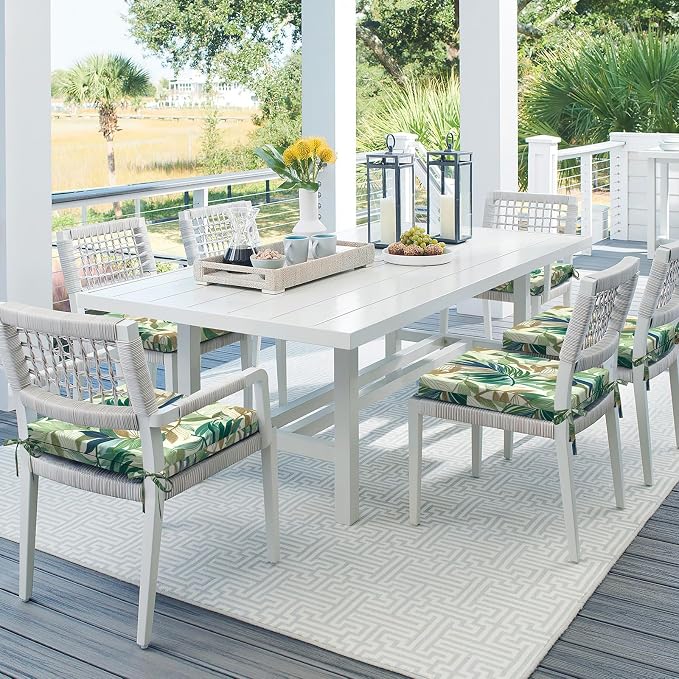 DYTXIII Set of 4 Outdoor Chair Cushions, Water Resistant 18.5"x16"x2" Square Seat Cushion for Patio Dining Chairs, High-Density Replacement Pads for Indoor Outdoor Furniture - Lush Leaf Green