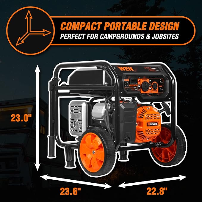 WEN 5600-Watt Portable Generator, 224cc, Transfer-Switch and RV-Ready (GN5600)