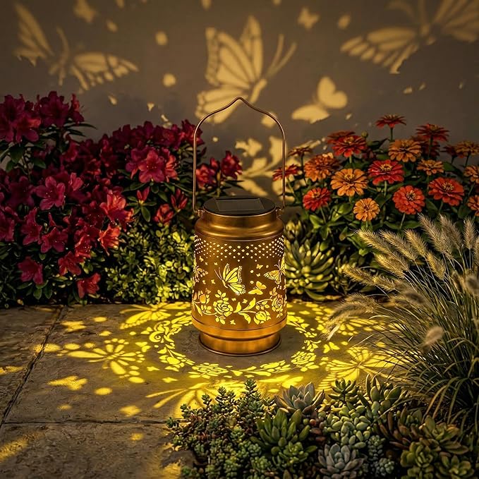 Solar Lanterns Outdoor Waterproof, Butterfly Birthday Gifts for Women Mom Grandma, Garden Hanging Solar Lantern Lights for Patio