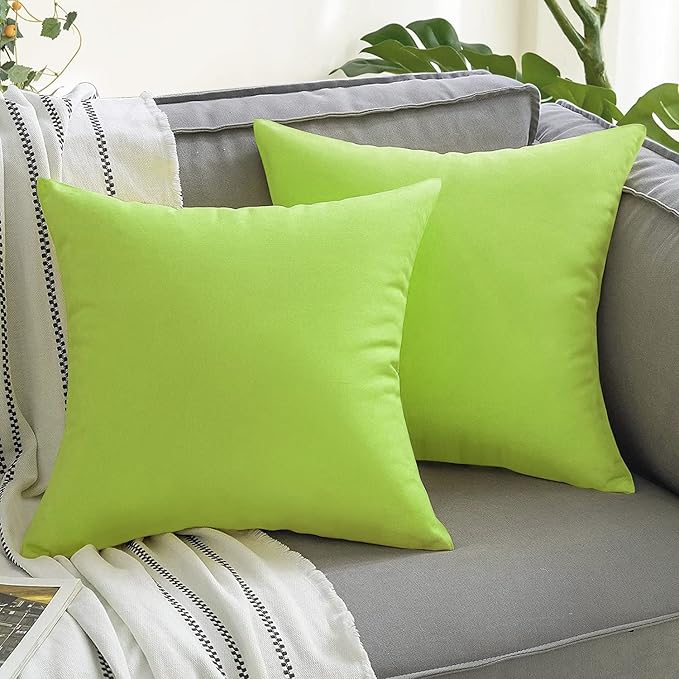 VAKADO Outdoor Waterproof Throw Pillow Covers 22X22 Set of 2 Decorative Green Patio Furniture Summer Cushion Cases Outside Decor for Couch Garden Bench Porch