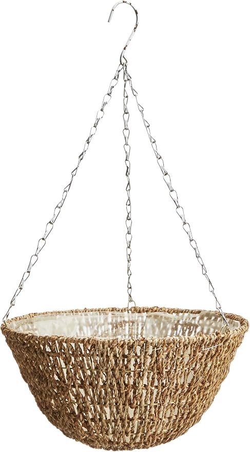 Gardman R490 Woven Rope Hanging Basket, 14" Diameter, Brown