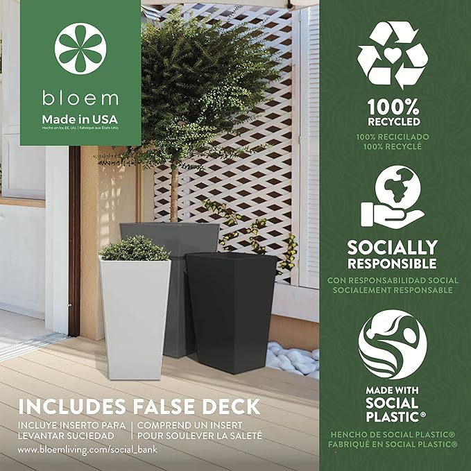 Bloem Finley Tall Tapered Square Planter 25" Black