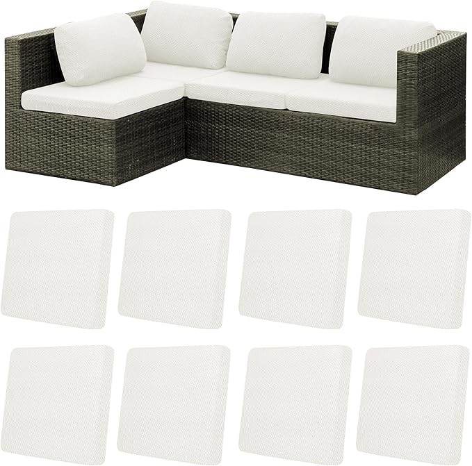 8Pcs Patio Cushion Covers,Outdoor Cushions Covers,Stretch Cushion Covers Replacement, Washable and Reusable Furniture Protectors(Starlink White)