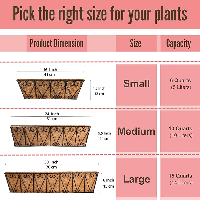 LaLaGreen Outdoor Wall Planters - 2 Pack, 30 Inch Deck Railing Hanging Pot, Over the Rail Window Flower Boxes Black Plant Basket Attach to House with Coco Liner Metal Fence Balcony Patio Porch