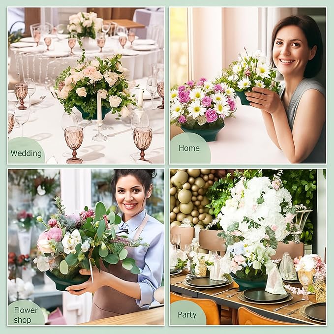Sabary 12 Pack Large Size 6.3 Inch Floral Foam Round Bowls for Flower Arrangements Round Floral Supplies Flower Foam with Bowl Kit with Floral Foam Blocks for Table Party Wedding Festival Flower