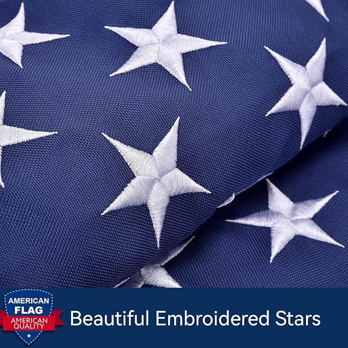 American Flag 4x6 FT for Outside Heavy-Duty 420D Polyester US Flag for Outdoor Long Lasting - Brass Grommets, Embroidered Stars & Sewn Stripes, Tearproof, Windproof, Reinforced All-Weather Durability