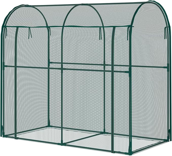 Crop Cage for Garden, 1 Roll-Up Zippered Doors Plant Netting Cover with Durable Steel Frame,Storage Bag, and Ground Stakes, Bug & Insect Protection for Vegetables, Fruits, and Raised Beds 10*6.6*6.6ft