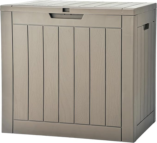 YITAHOME 30 Gallon Deck Box Outdoor Storage Box, Waterproof Resin Package Delivery and Storage Box with Lockable Lid for Patio Furniture Cushions, Pool Accessories, Garden Tools, Brown
